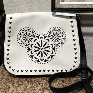 Vera Bradley Crossbody Mickey Mouse Black White Laser Cut Purse Handbag